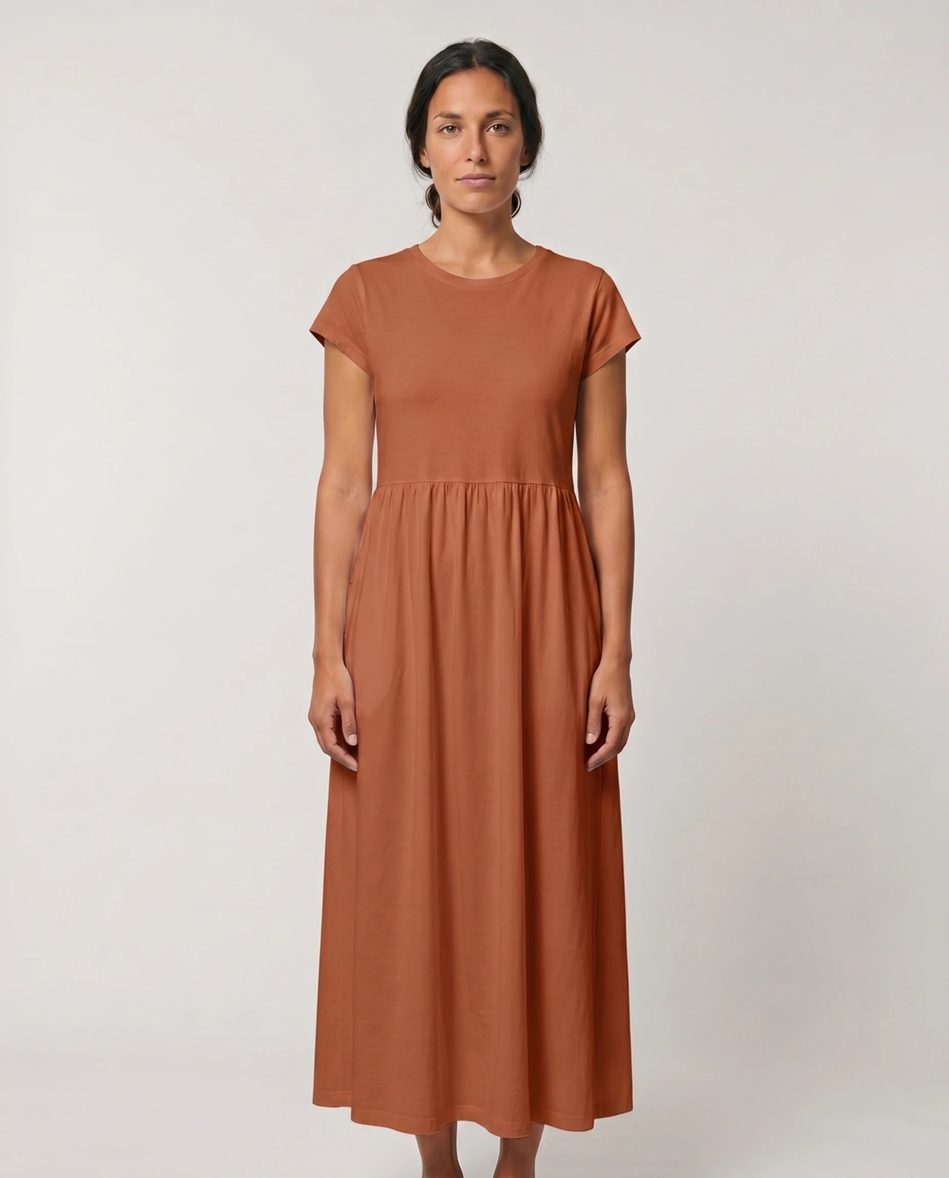 Robe longue en coton marron - Zolena
