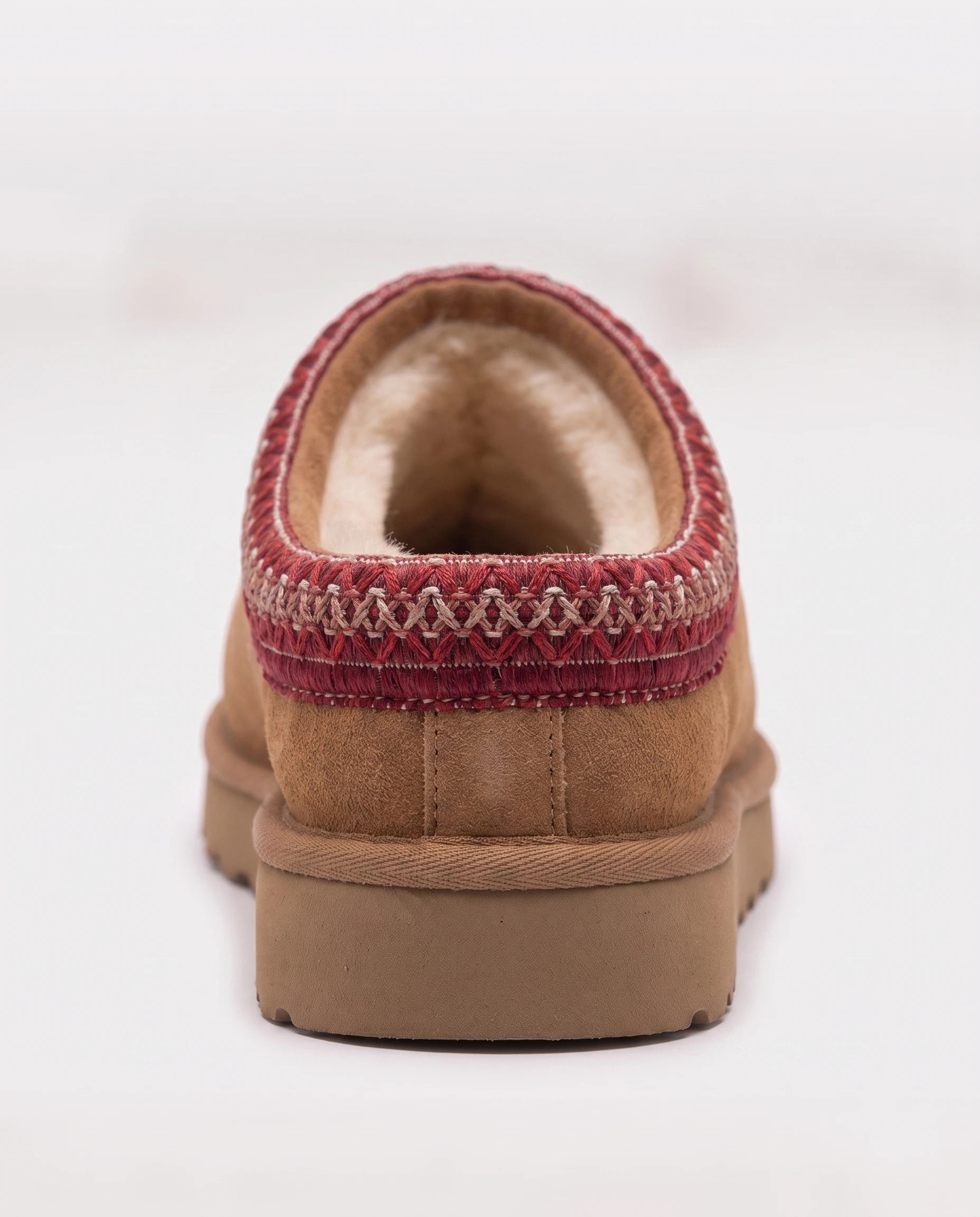 Mules cocooning fourrées à col brodé Bleuenn — Camel, packshot vue complémentaire