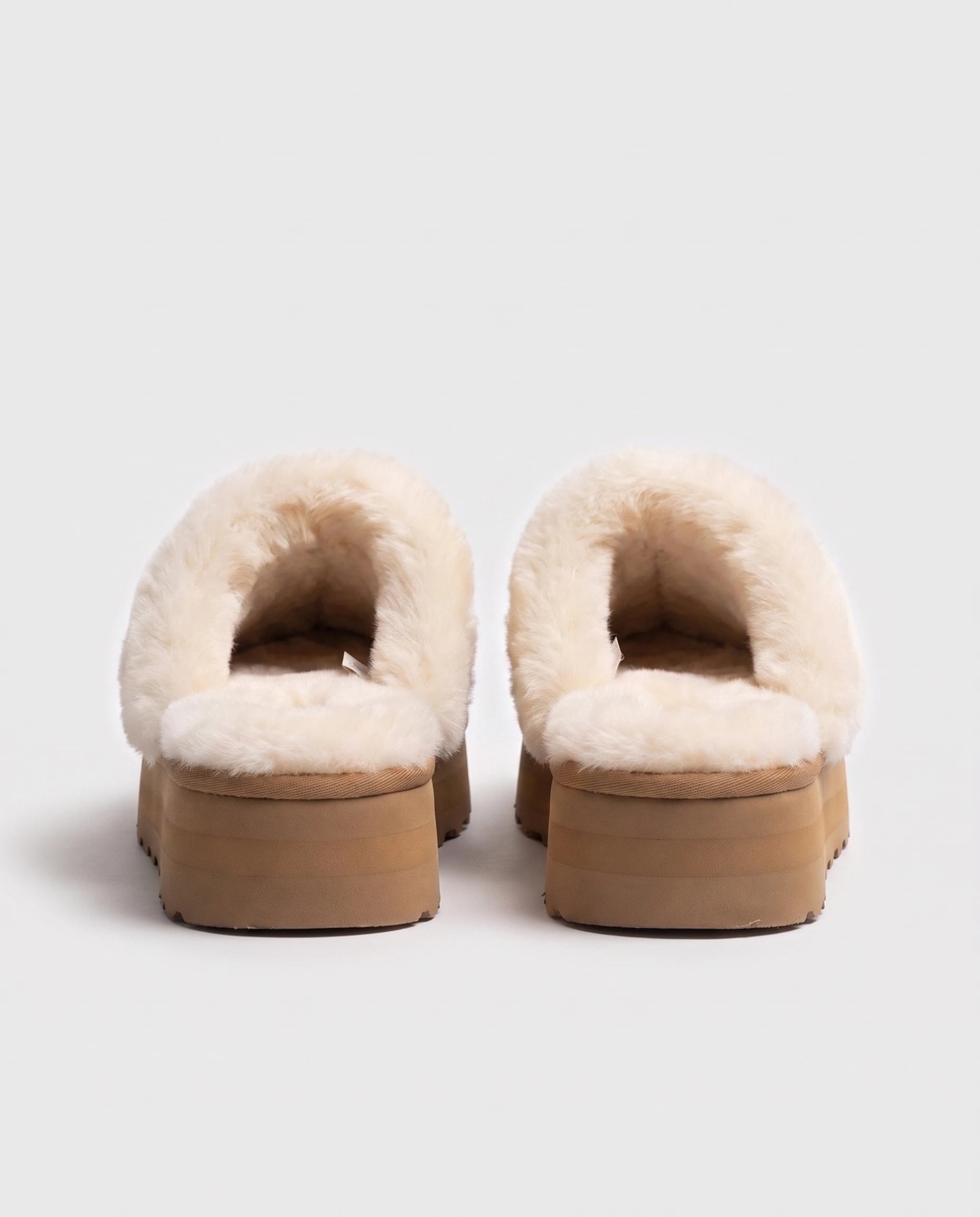 Mules cocooning à plateforme et col fourrure Zita — Camel, packshot vue complémentaire