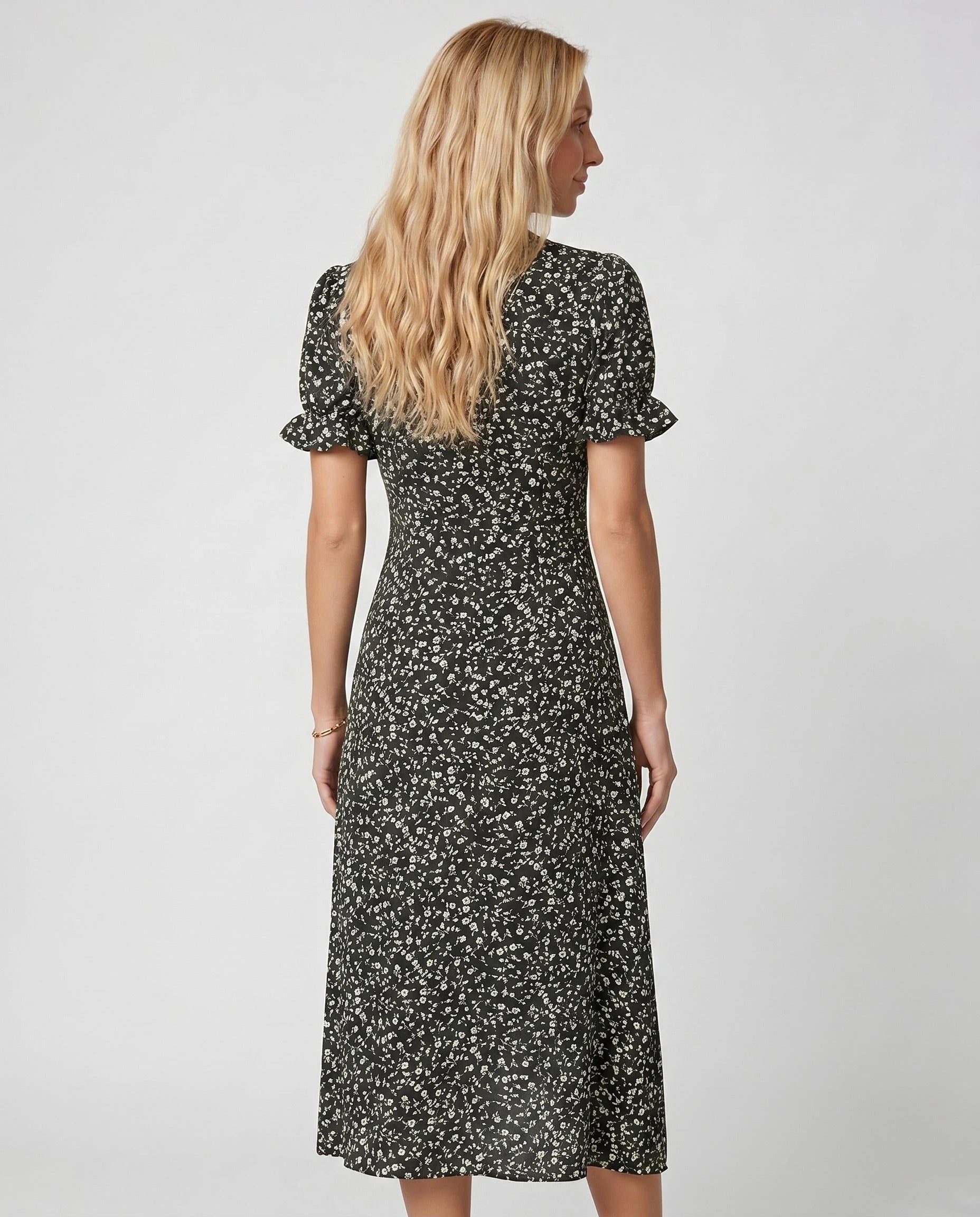Robe portefeuille fleurie Noire Zolena