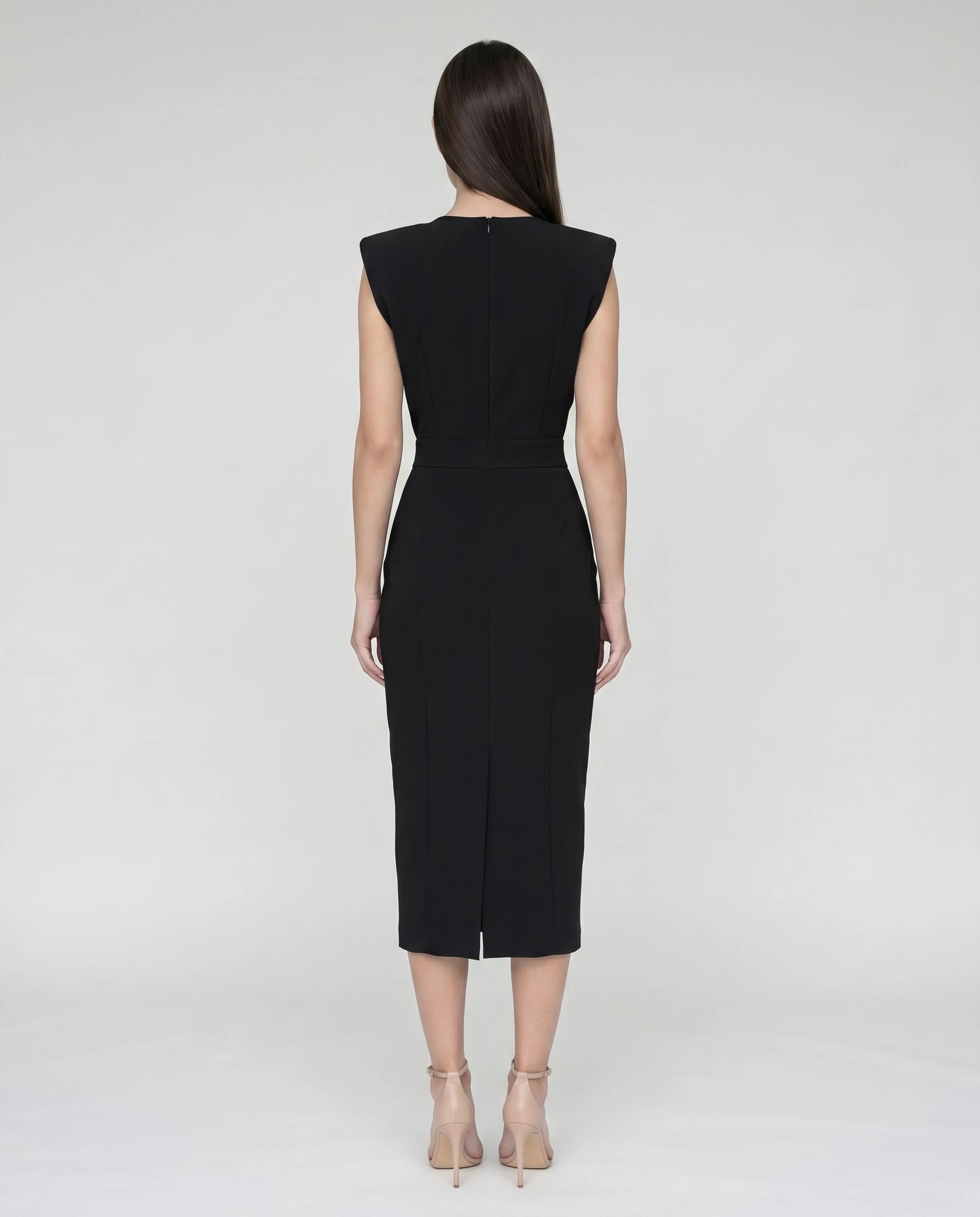 Robe midi moulante fendue Noir Philippine