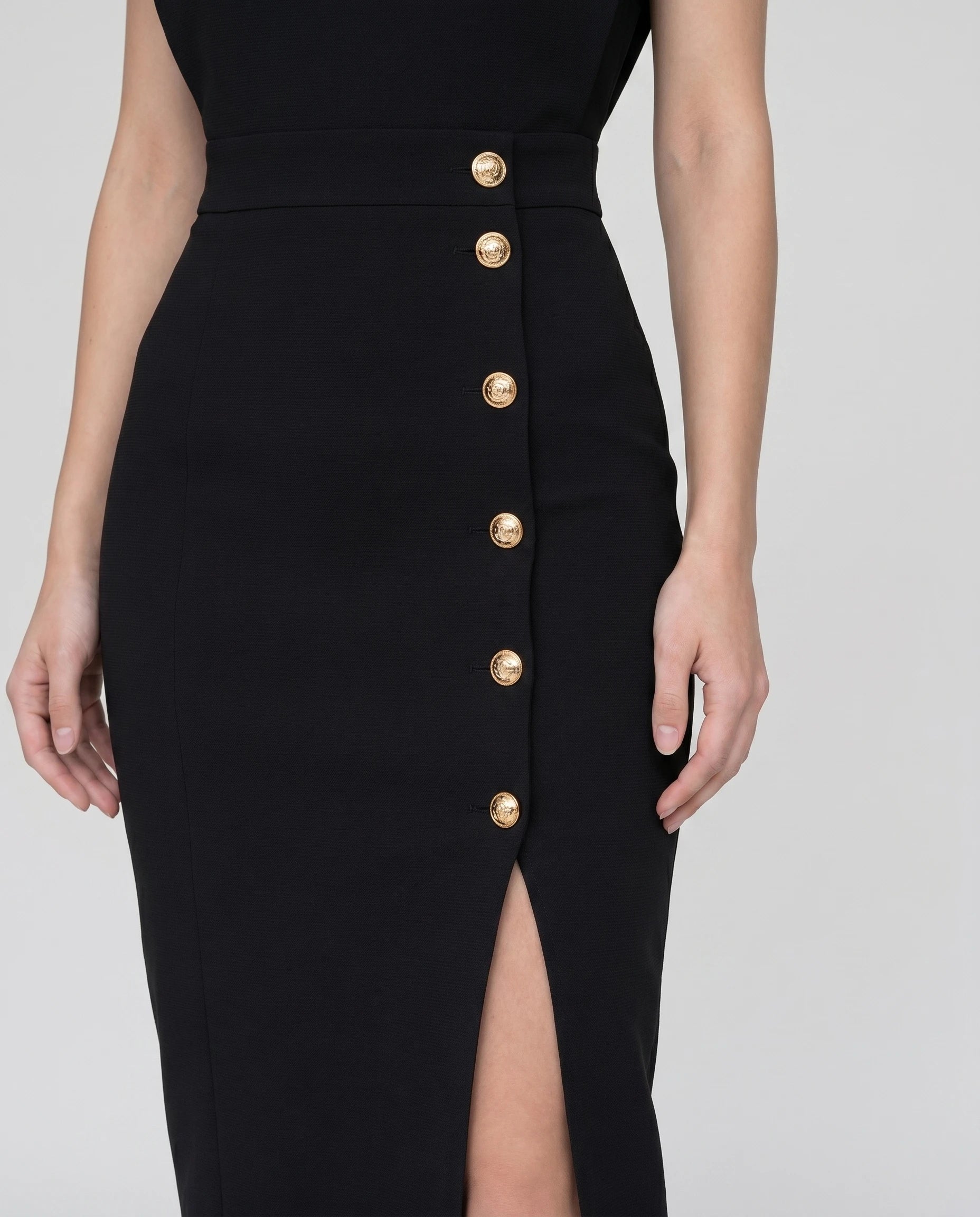 Robe midi moulante fendue Noir Philippine