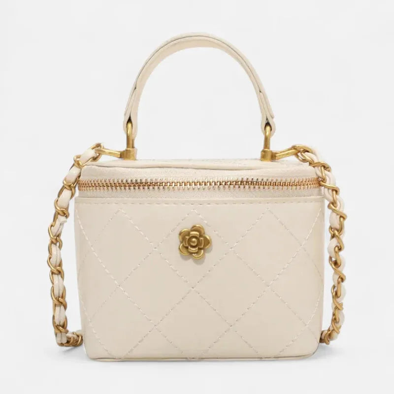 Petit sac à main bandoulière cubique matelassé au finition doré Aurore