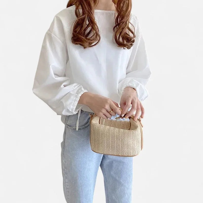 Petit sac à main bandoulière en paille Éléa