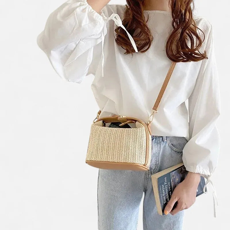 Petit sac à main bandoulière en paille Éléa