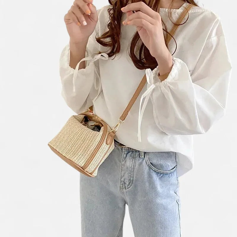 Petit sac à main bandoulière en paille Éléa