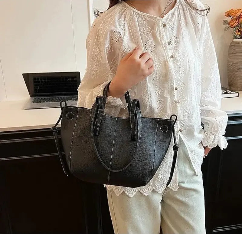 Petit sac à main cabas structuré double porté Élise