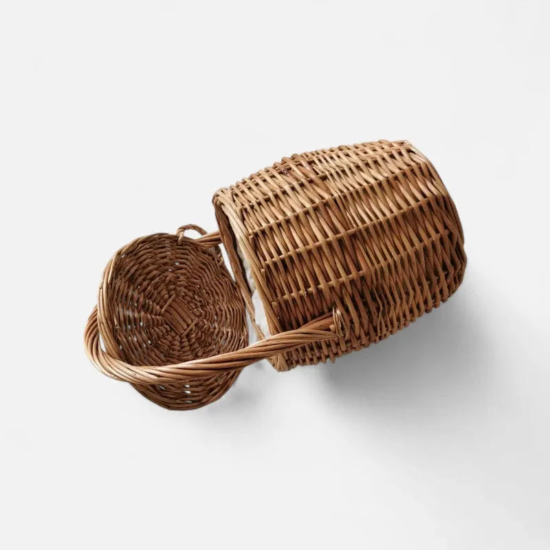 Petit sac à main seau panier en paille tressée Naïs