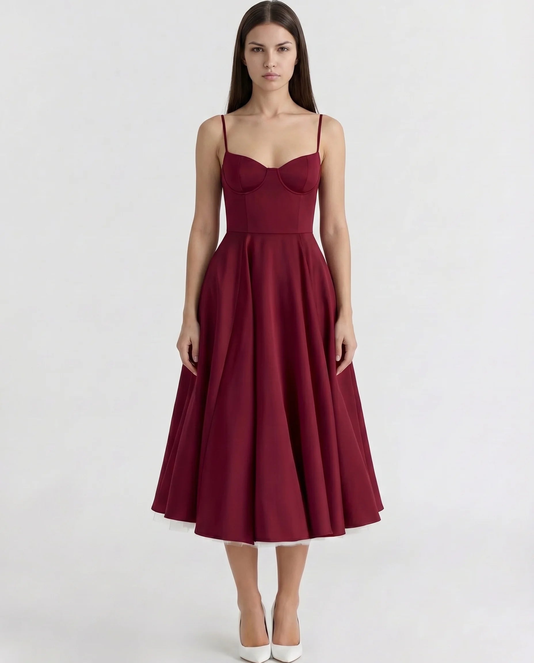 Robe Corset Tulle Céleste Bordeaux — vue 1
