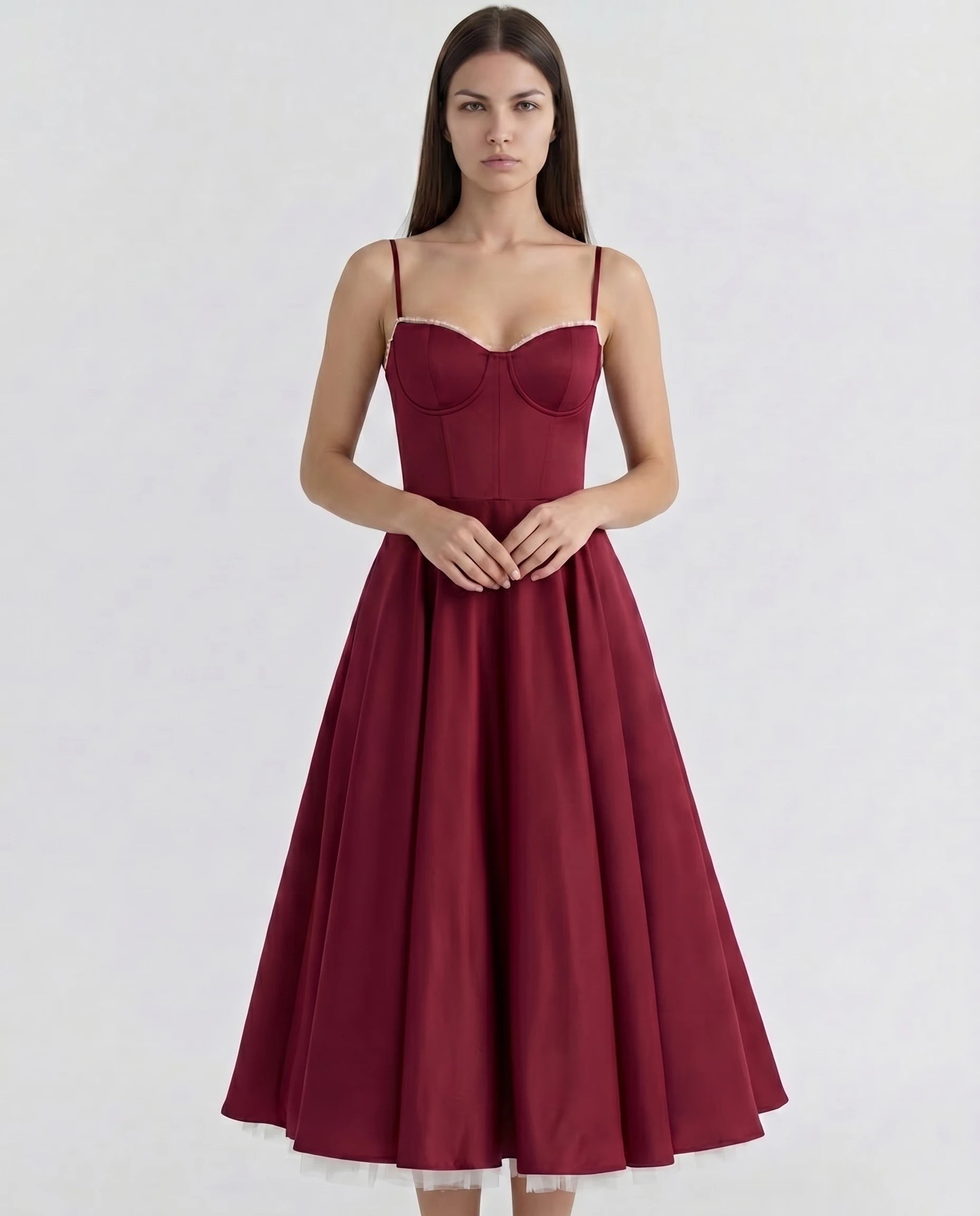 Robe Corset Tulle Céleste Bordeaux — vue 4