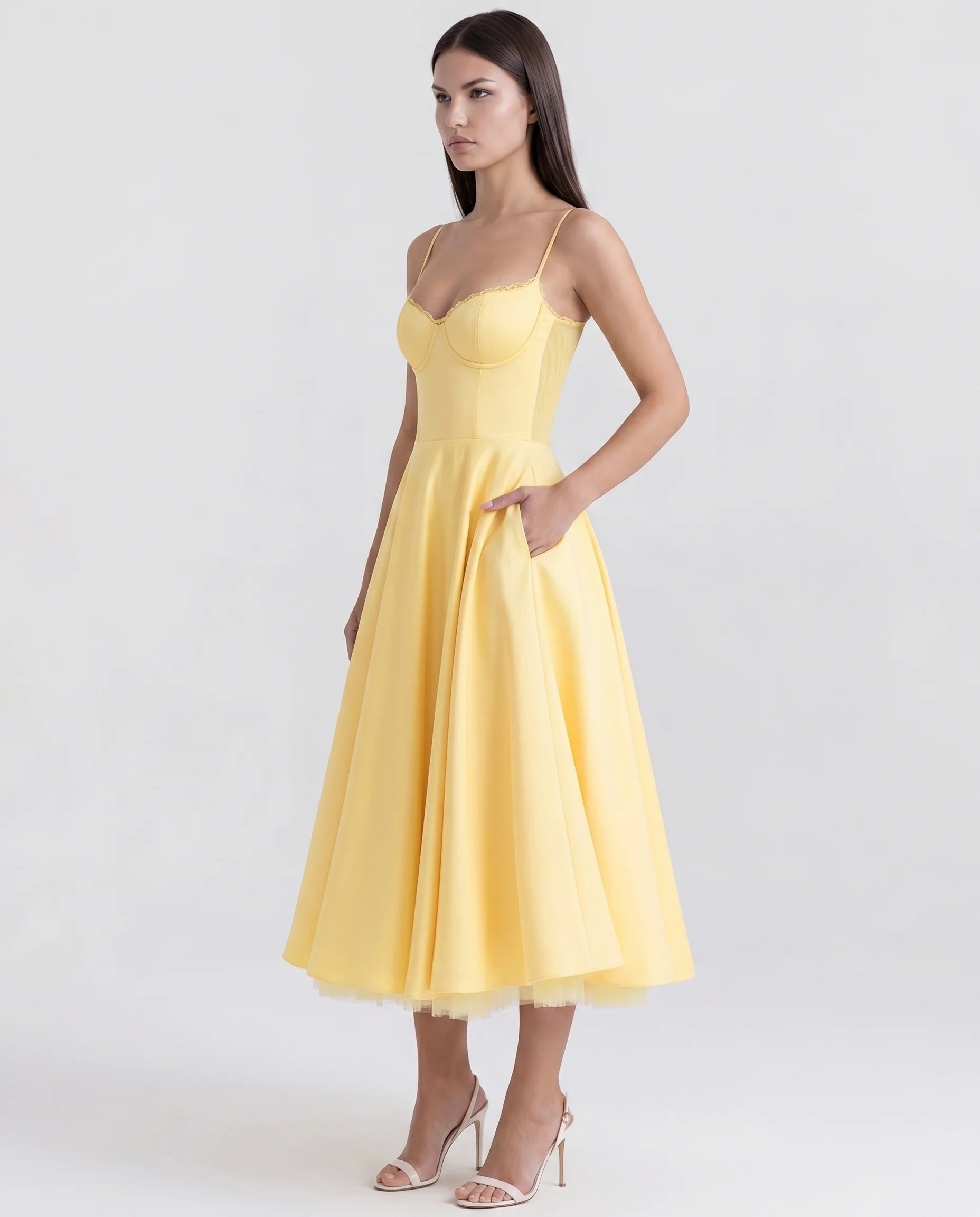 Robe Corset Tulle Céleste Jaune Beurre — vue 2
