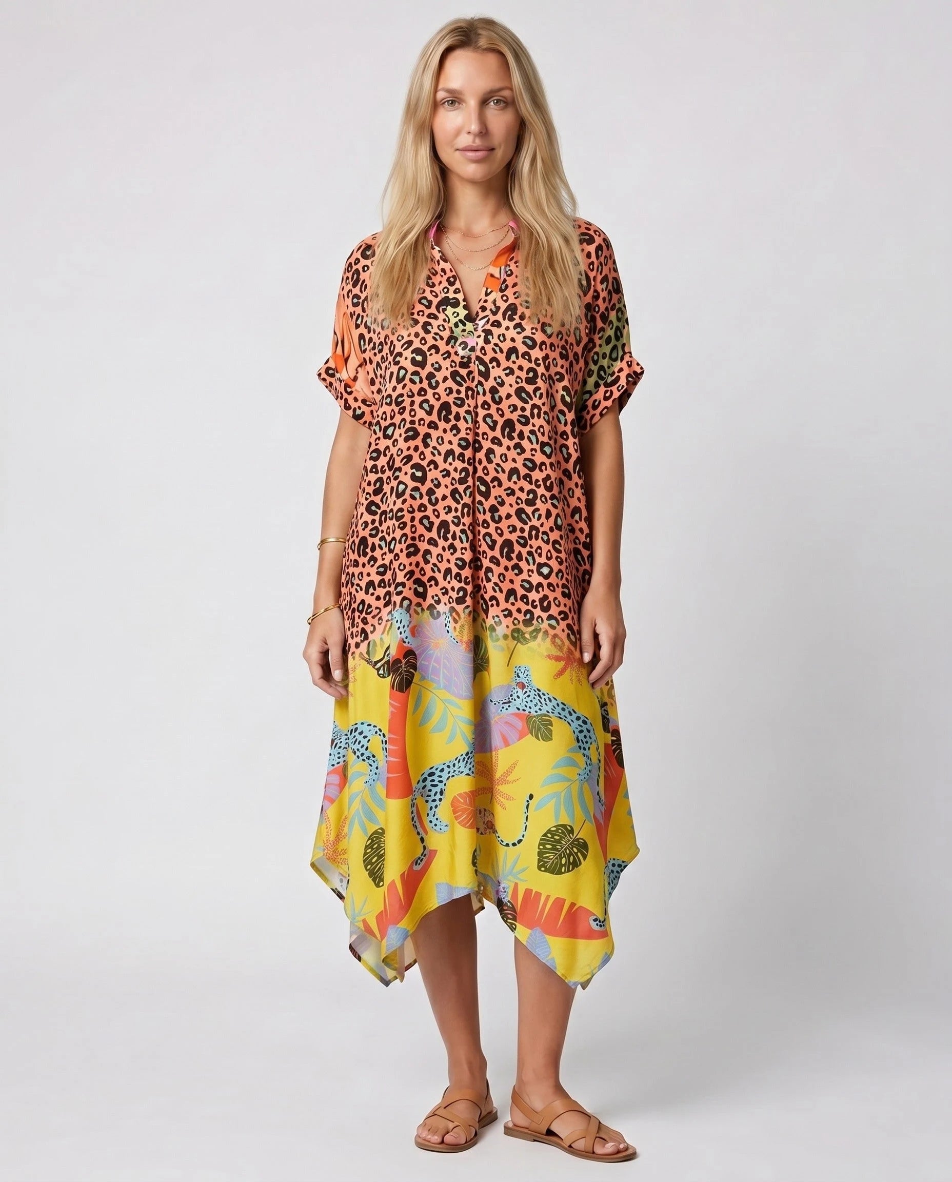 Robe d'été ample à imprimé léopard — Maïa - Léopard Jaune