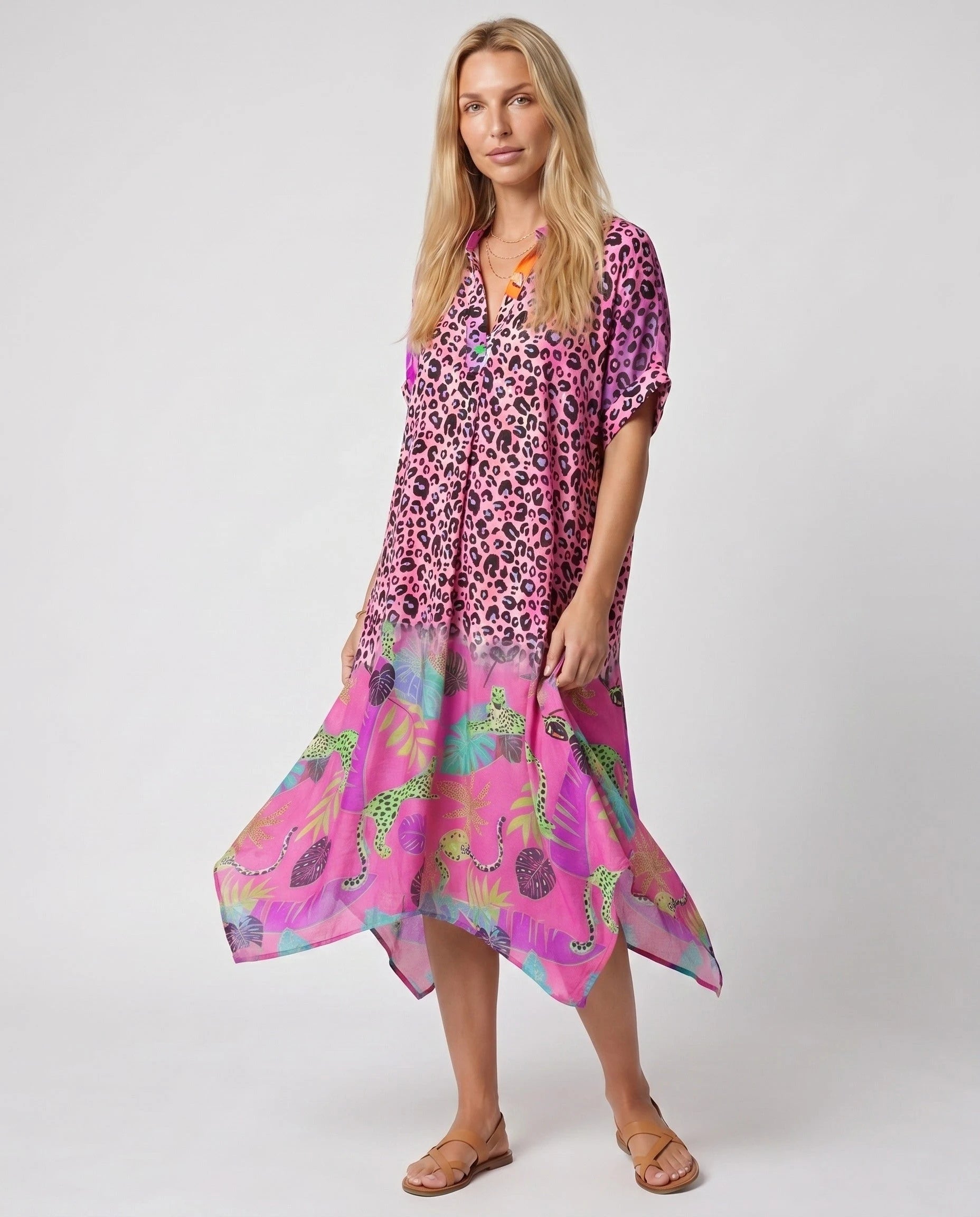 Robe d'été ample à imprimé léopard — Maïa - Léopard Rose