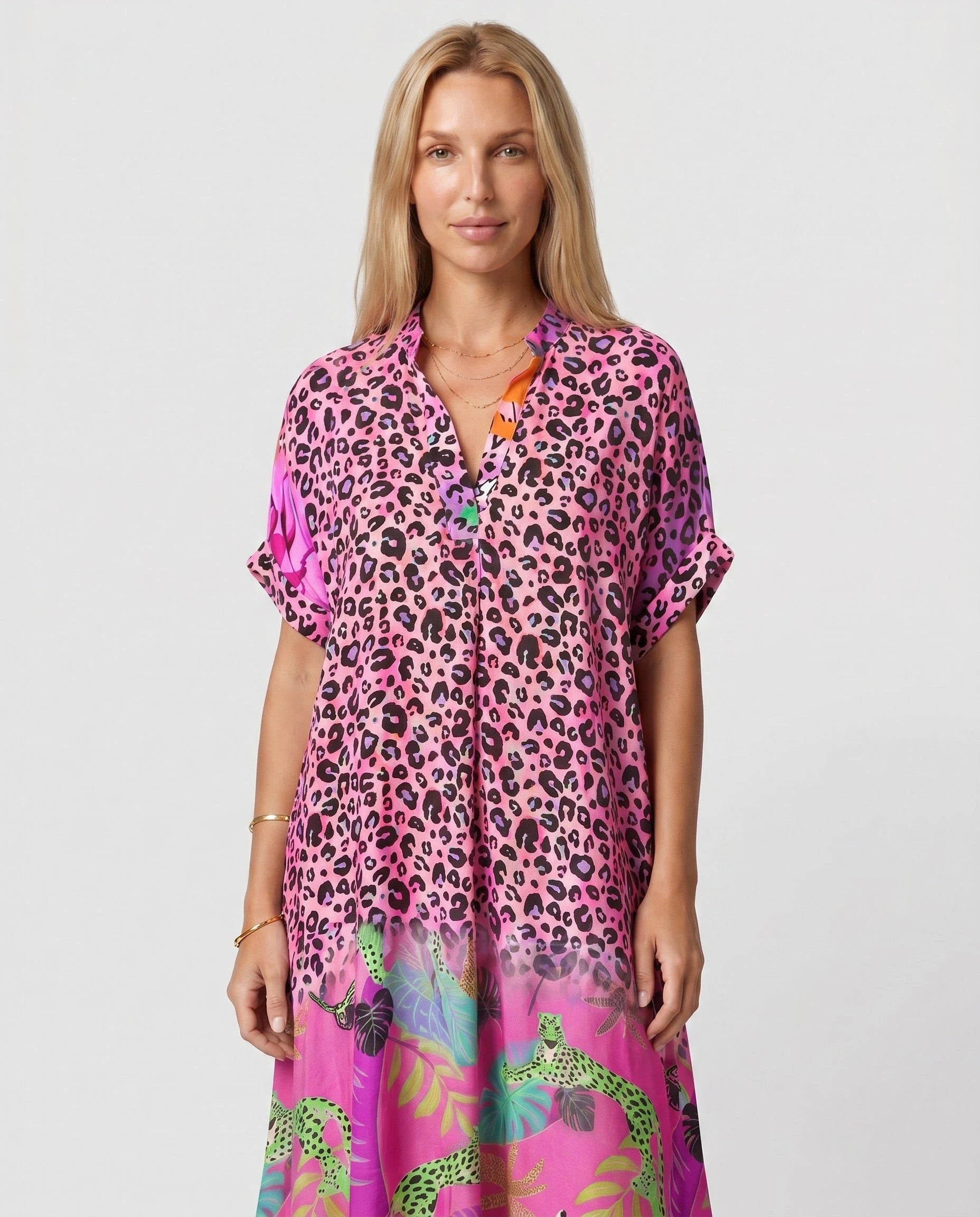 Robe d'été ample à imprimé léopard — Maïa - Léopard Rose