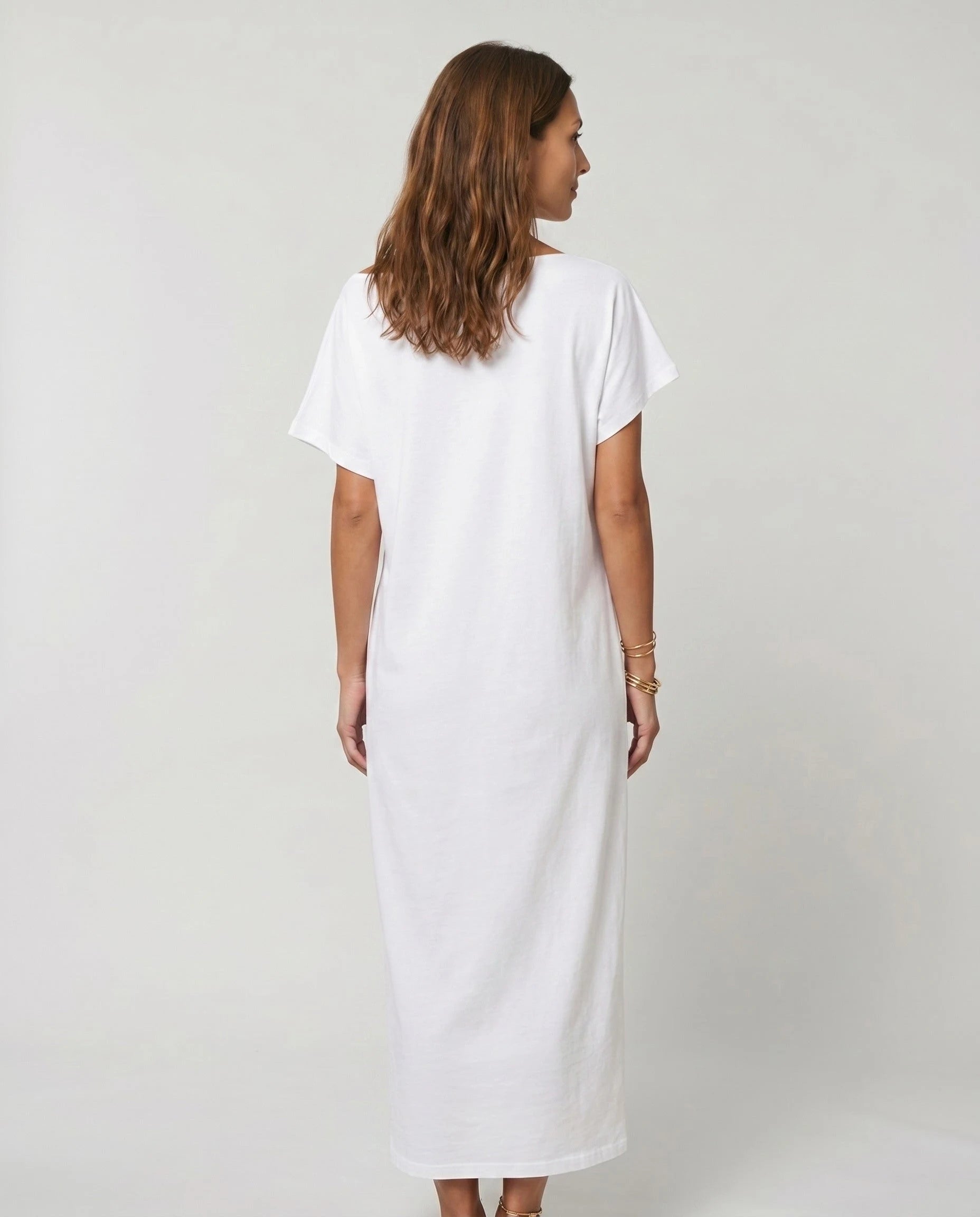 Robe longue ample en jersey - Blanc - vue 2