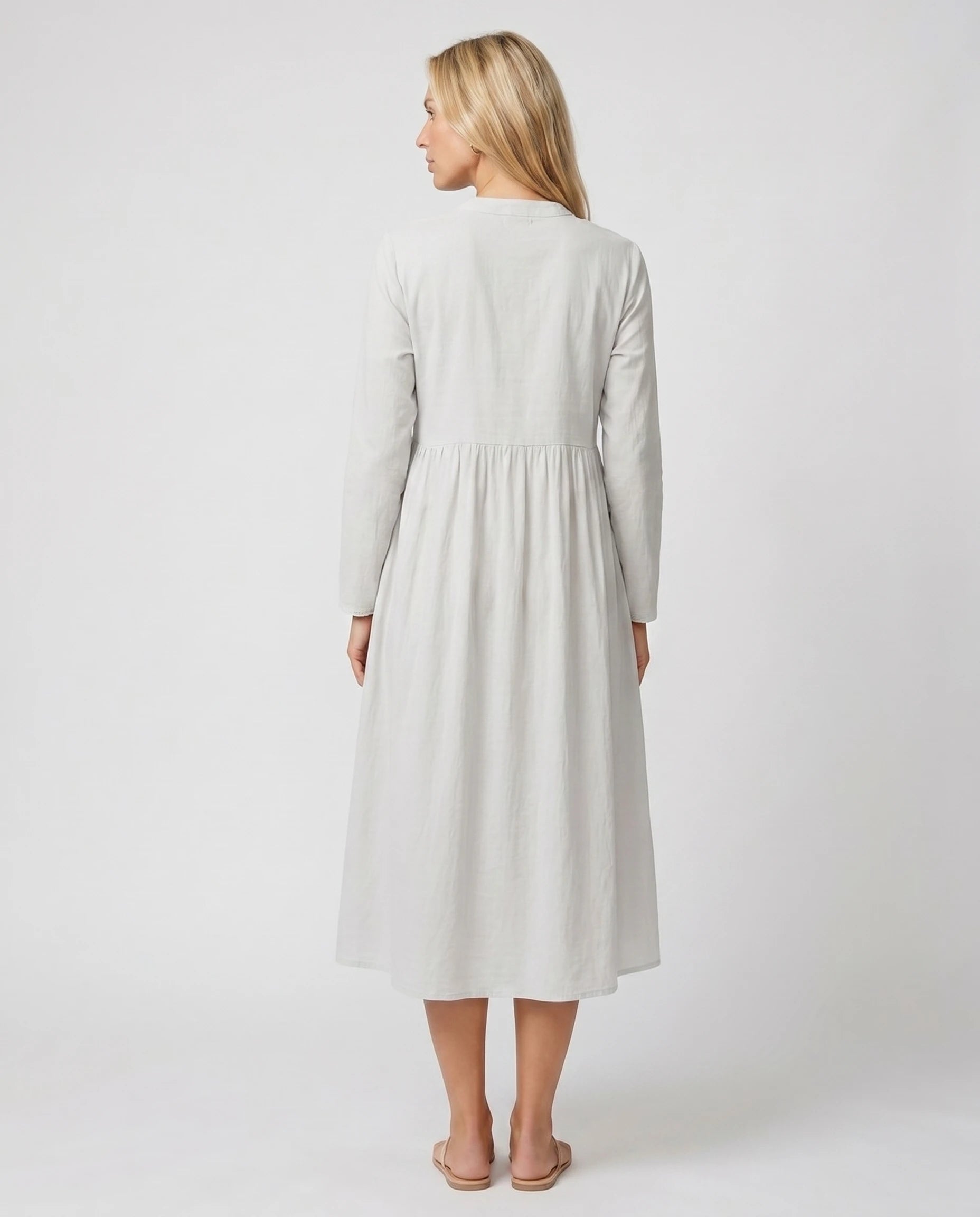 Robe midi bohème gris perle Juliette, dos