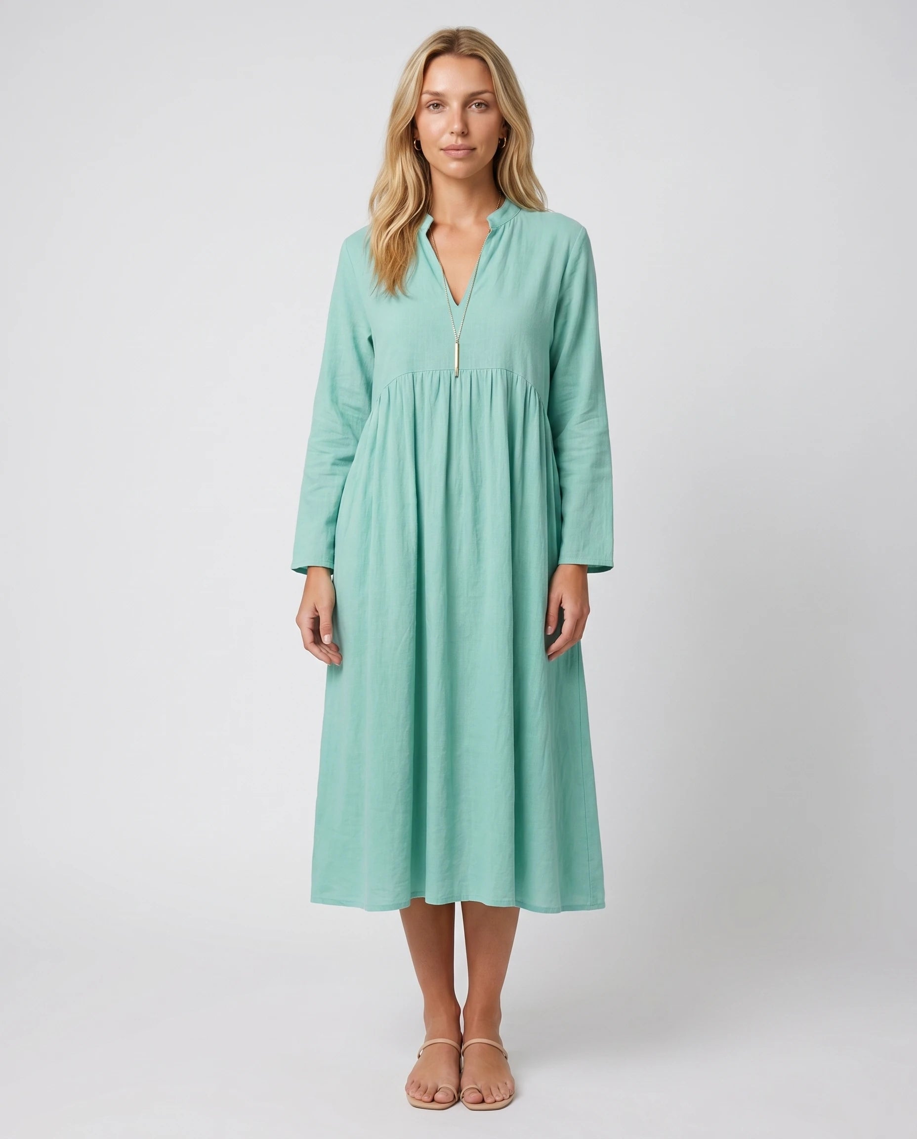 Robe midi bohème vert d'eau Juliette, studio