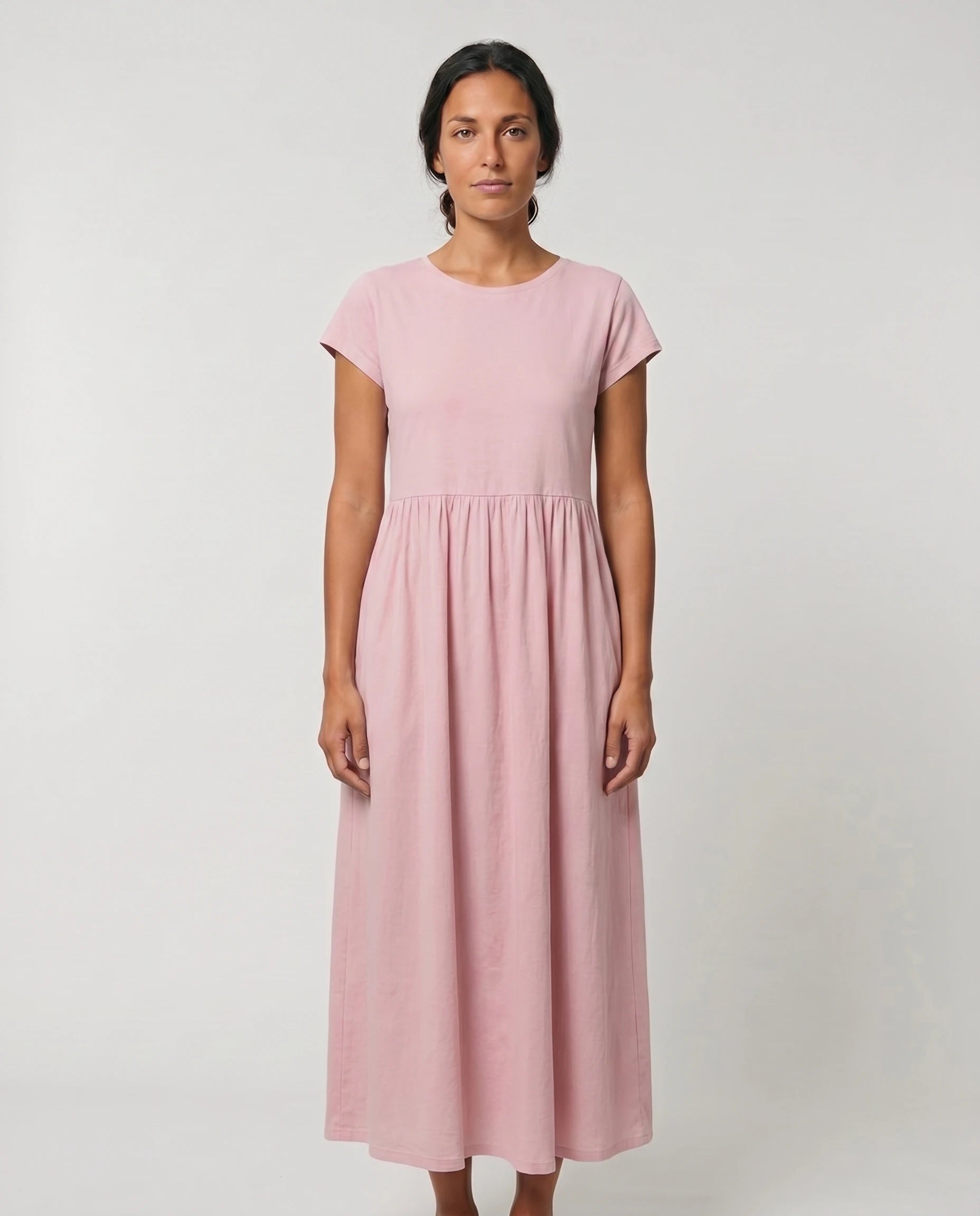 Robe longue en coton rose - Zolena