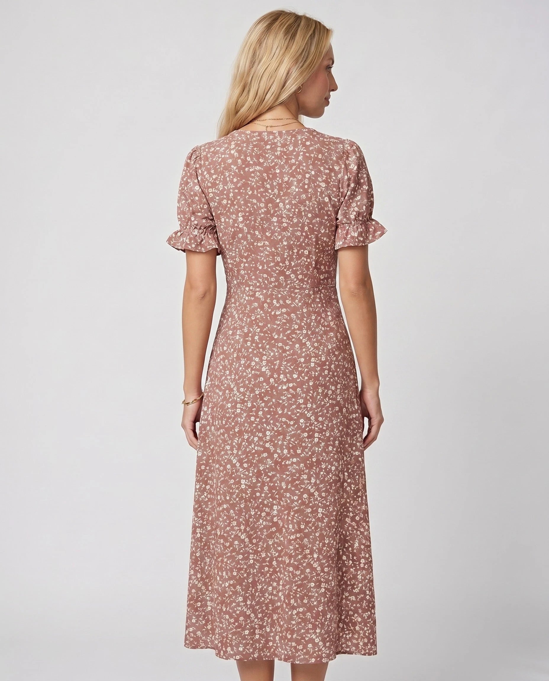 Robe portefeuille fleurie Rose Poudre Zolena
