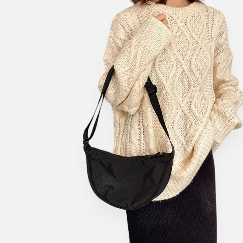 Sac à main banane demi-lune en tissu tendance Émilienne