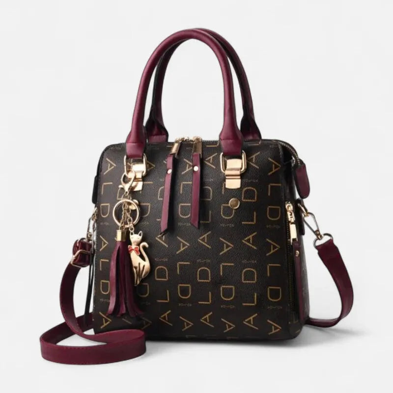 Sac à main bandoulière avec son charms chat doré Émilie
