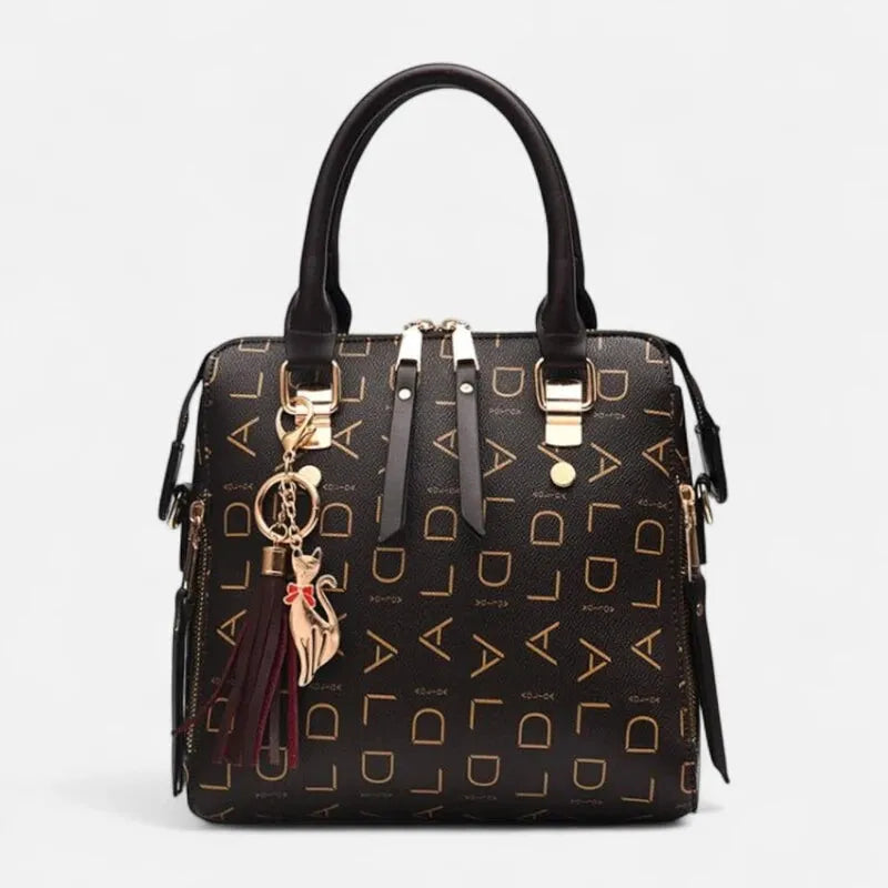 Sac à main bandoulière avec son charms chat doré Émilie