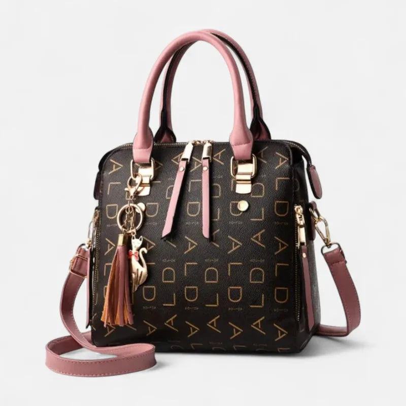 Sac à main bandoulière avec son charms chat doré Émilie