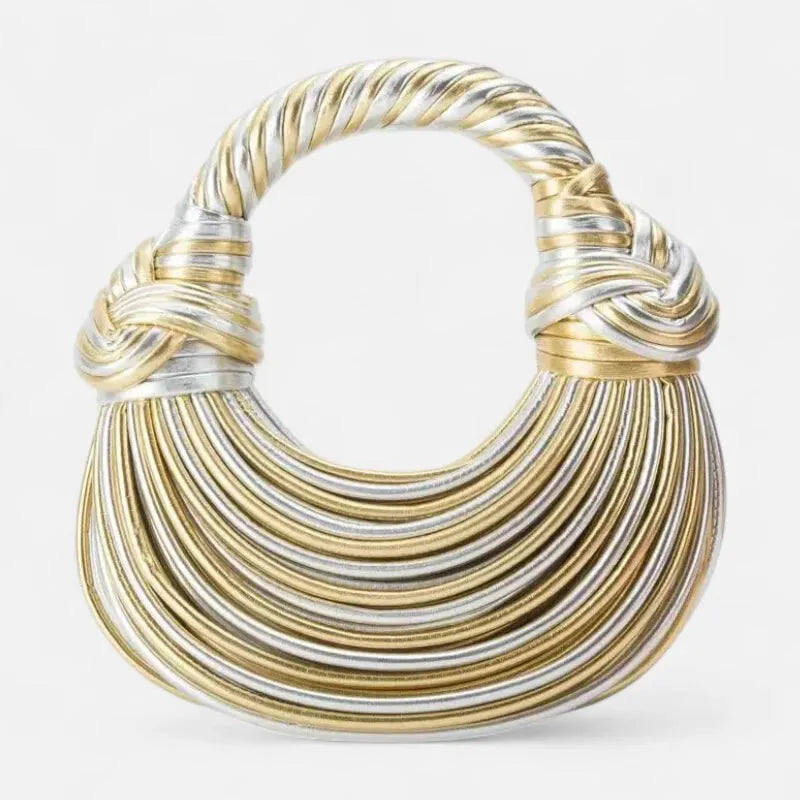 Sac à main bandoulière demi-lune tissé chic Lina