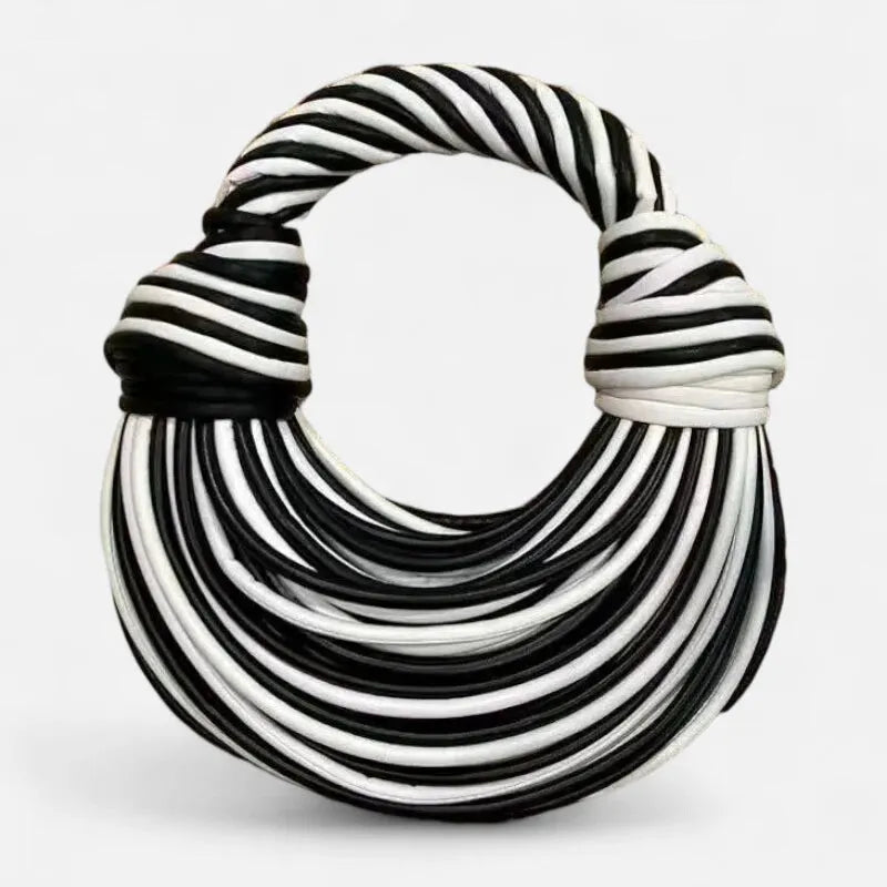 Sac à main bandoulière demi-lune tissé chic Lina