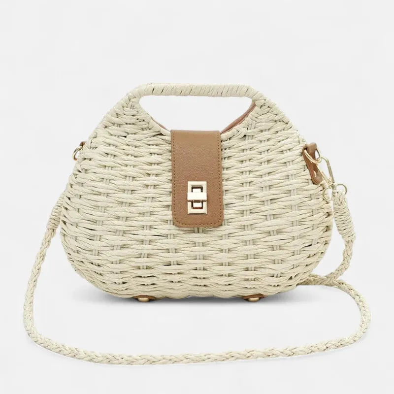 Sac à main bandoulière en paille avec fermoir doré Anaïs