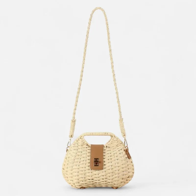 Sac à main bandoulière en paille avec fermoir doré Anaïs