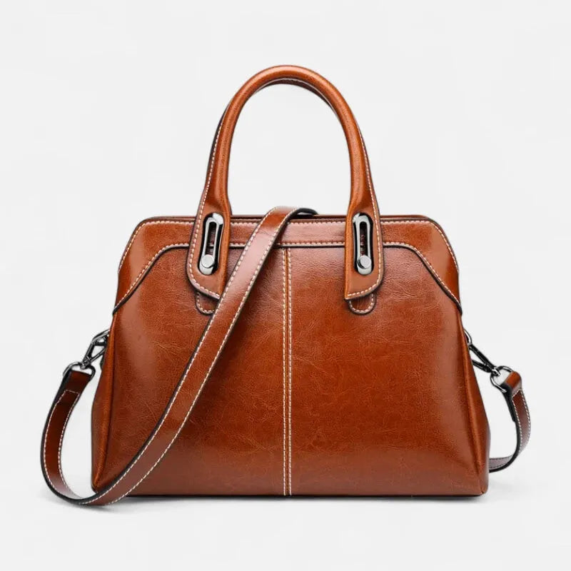 Sac à Main Bandoulière Vintage En Cuir Vert - Occasion Très Bon état Français