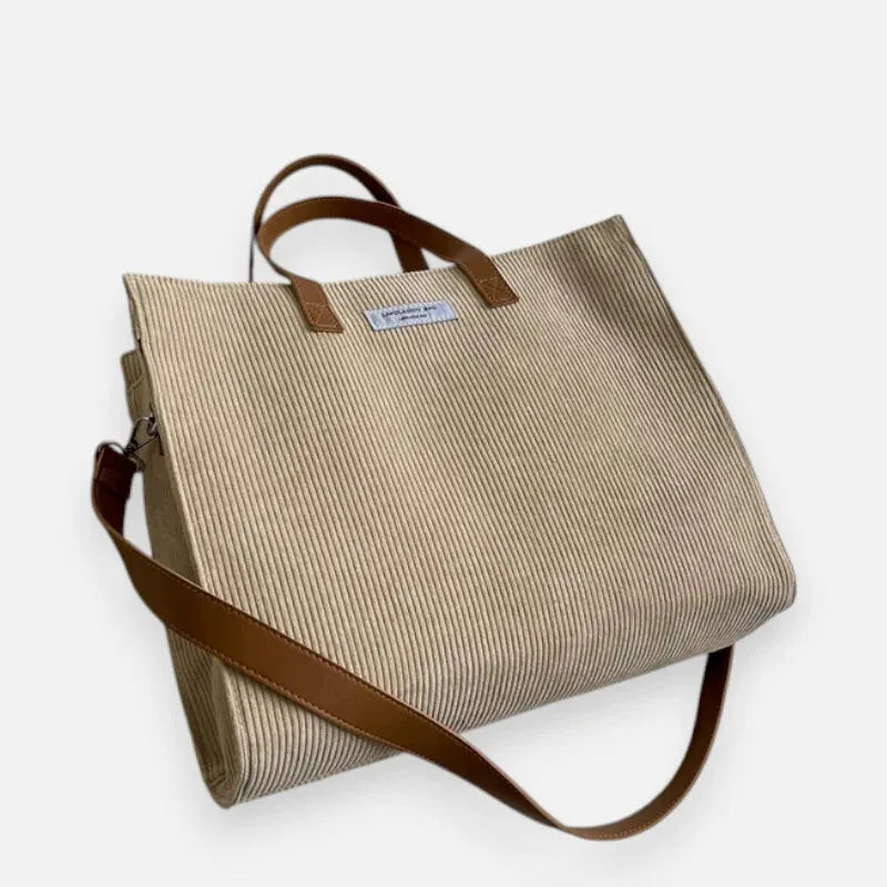 Sac à main cabas bandoulière en velours côtelé Amandine