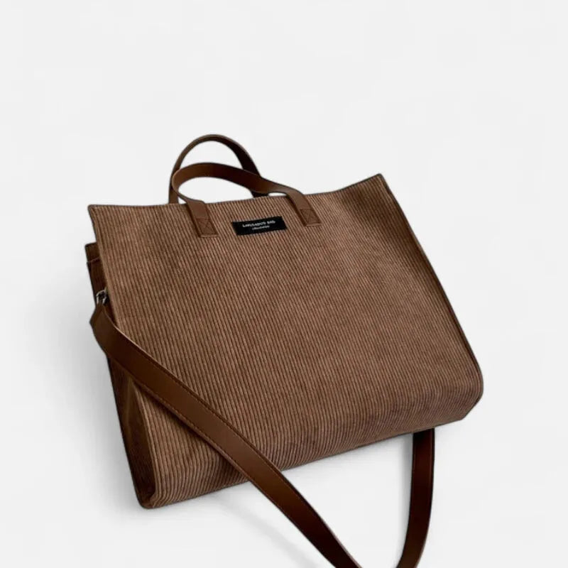 Sac à main cabas bandoulière en velours côtelé Amandine