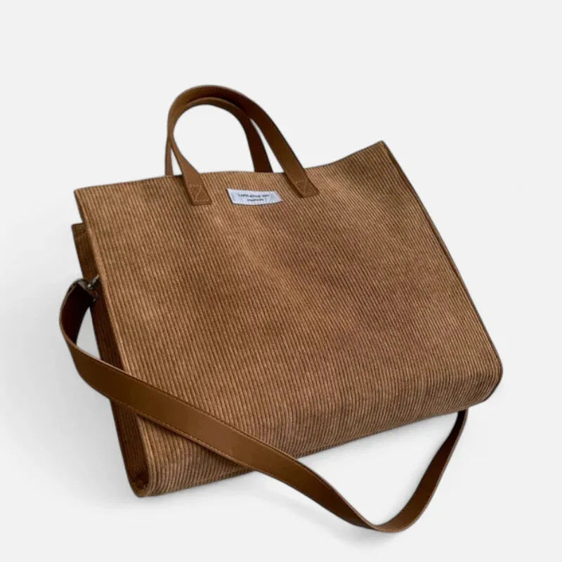 Sac à main cabas bandoulière en velours côtelé Amandine