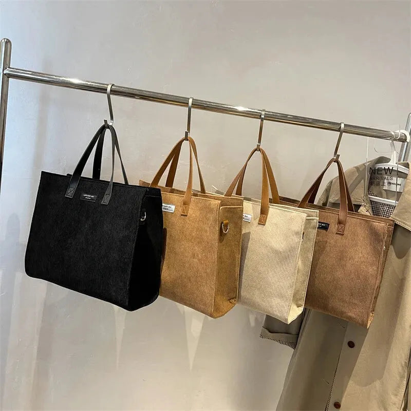 Sac à main cabas bandoulière en velours côtelé Amandine