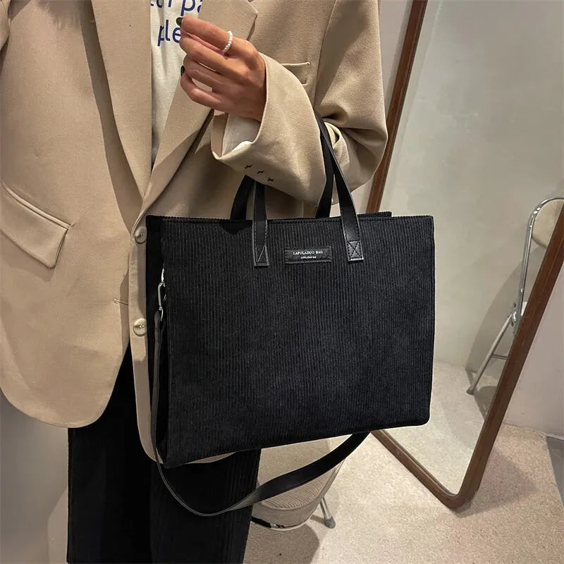 Sac à main cabas bandoulière en velours côtelé Amandine