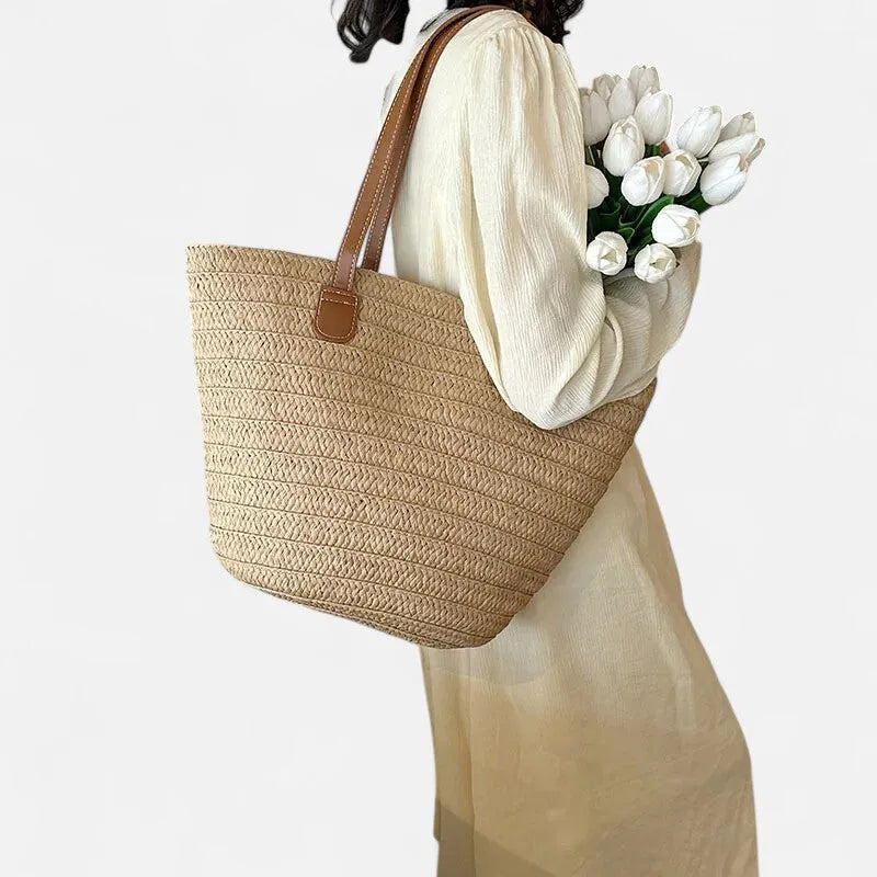 Sac à main cabas en paille Salomé