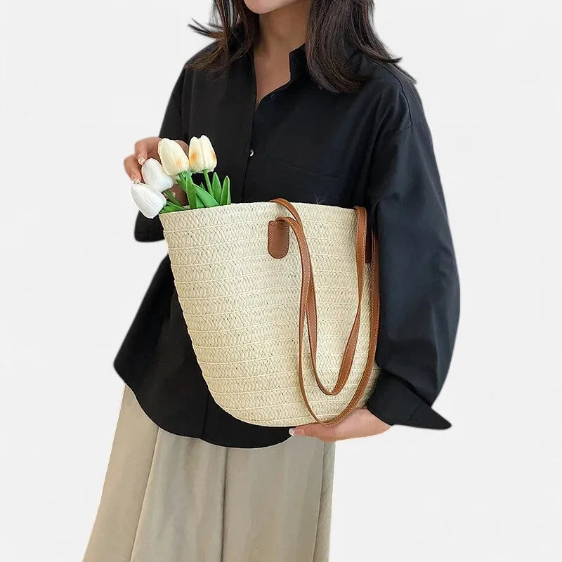 Sac à main cabas en paille Salomé