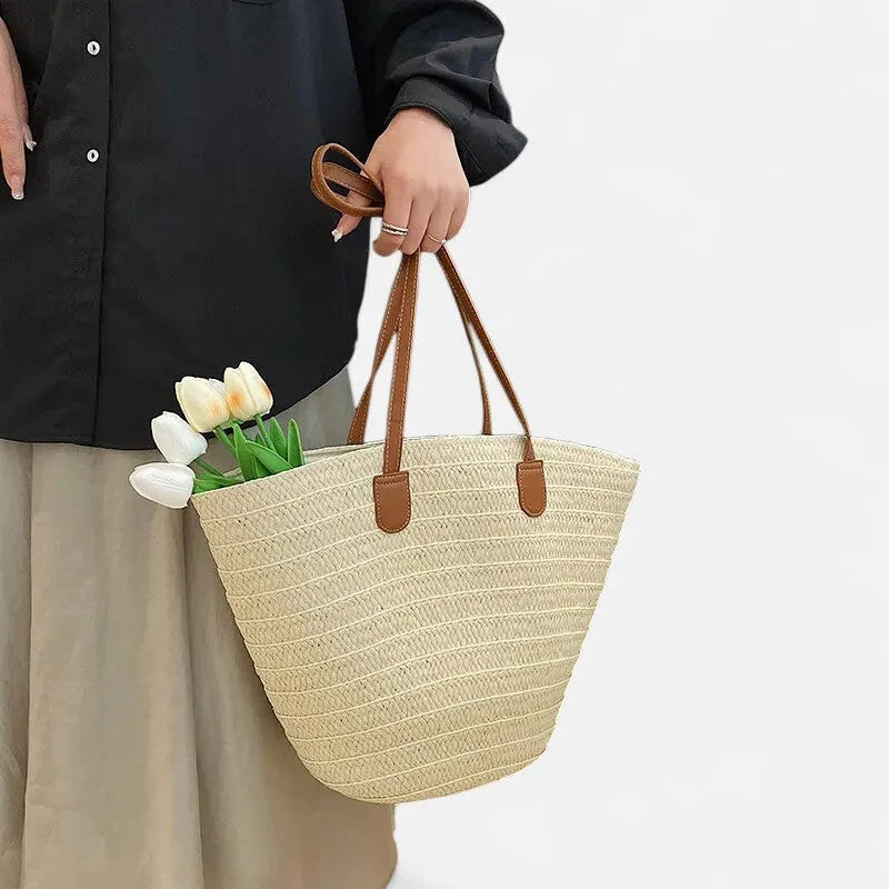 Sac à main cabas en paille Salomé