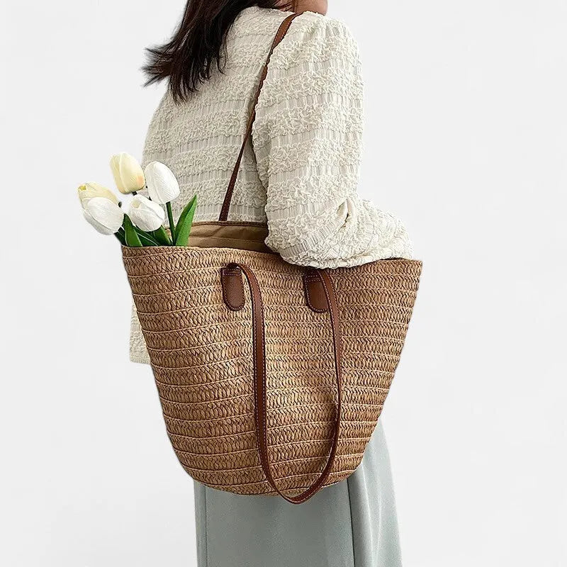 Sac à main cabas en paille Salomé