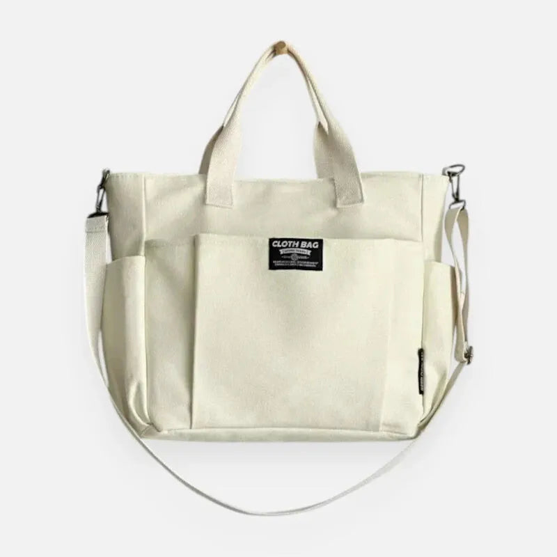 Sac à main cabas en toile multipoches à bandoulière Léa