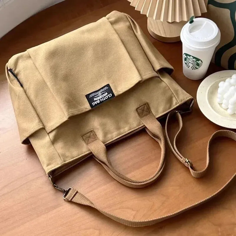 Sac à main cabas en toile multipoches à bandoulière Léa