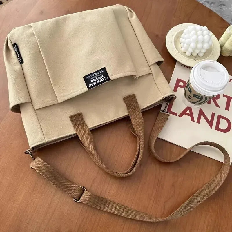 Sac à main cabas en toile multipoches à bandoulière Léa