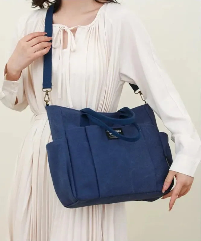 Sac à main cabas en toile multipoches à bandoulière Léa