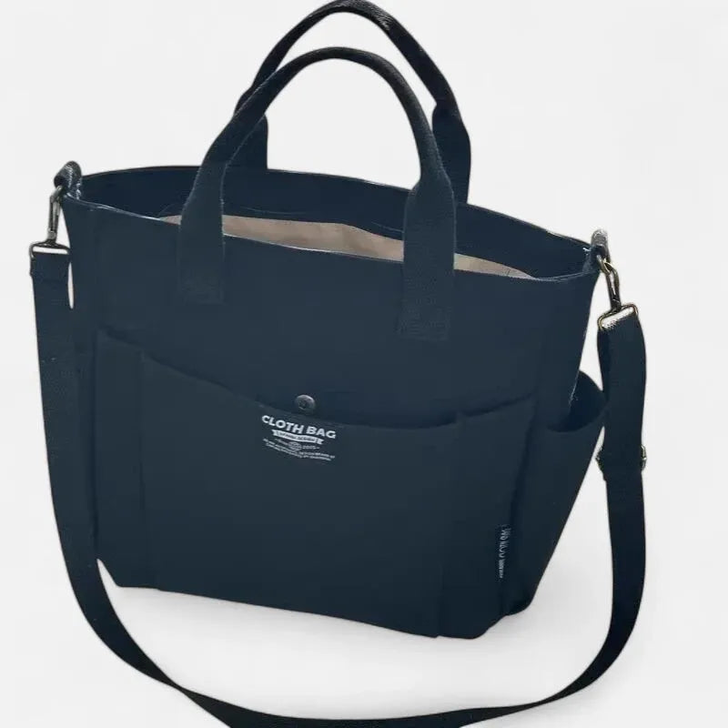 Sac à main cabas en toile multipoches à bandoulière Léa