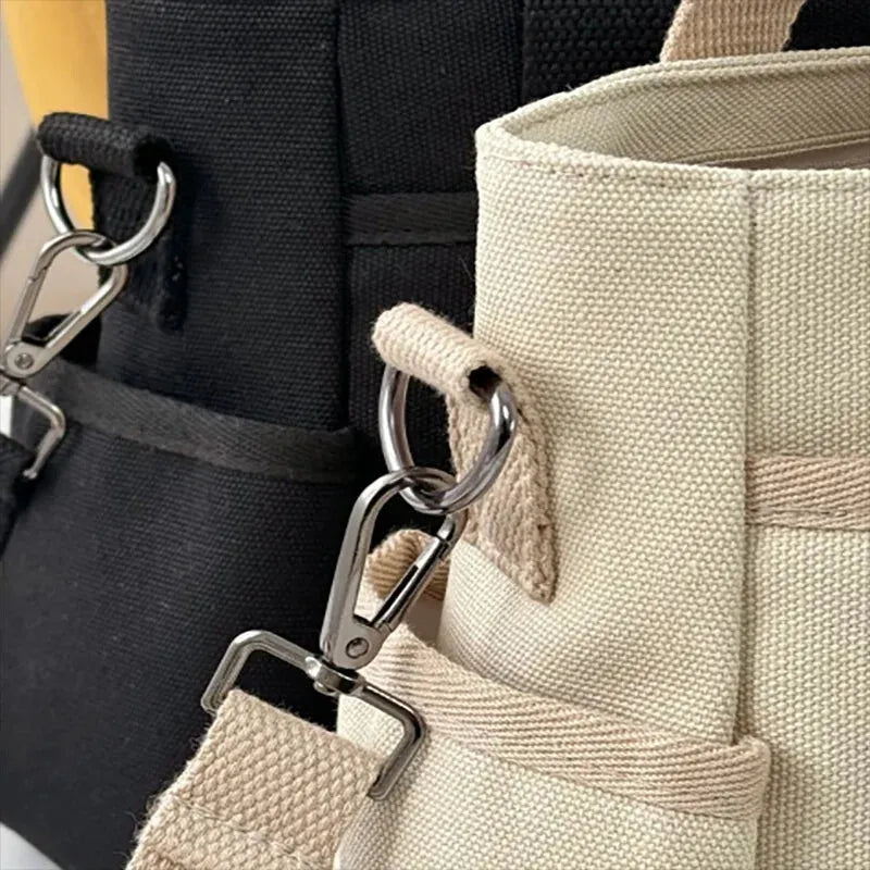Sac à main cabas multipoches à bandoulière en toile Louna
