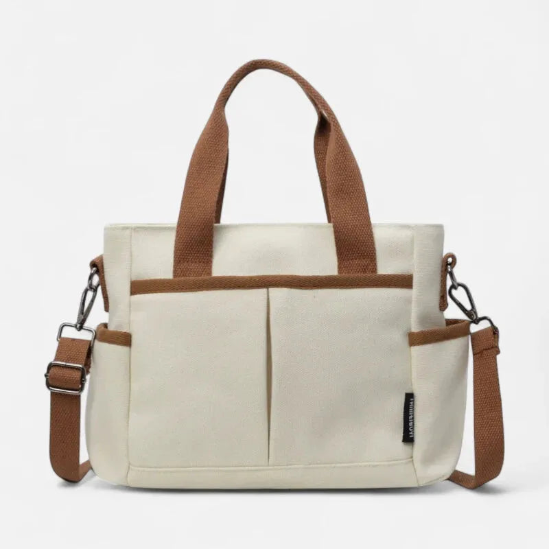 Sac à main cabas multipoches à bandoulière en toile Louna