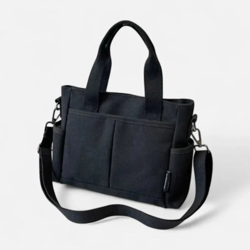Sac à main cabas multipoches à bandoulière en toile Louna