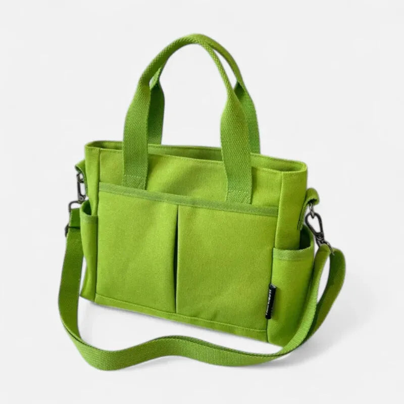 Sac à main cabas multipoches à bandoulière en toile Louna